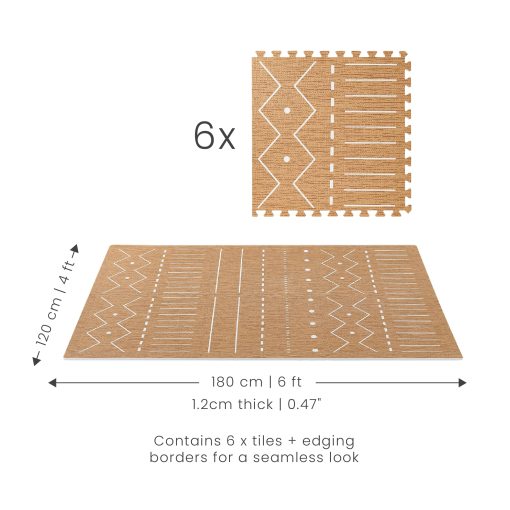 Tapete de Juego Toddlekind - Tapete de Espuma Premium, 4 x 6 pies Tapete de Espuma de Calidad Premium para Bebes/Niños Pequeños, Elegante, No Toxico, Inodoro, Berber-Camel (Marron Rustico) - Imagen 3