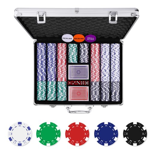 Homwom Juego de Fichas de Poker - 500PCS Fichas de Poker con Estuche de Aluminio, Fichas de 11.5 Gramos para Texas Holdem Blackjack (500pcs)
