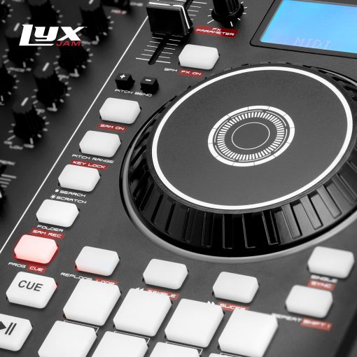 Controlador de DJ portatil de 2 decks LyxJam con pantalla LCD | Looping manual, USB, entrada de MIC, salida de grabacion, 16 pads de actuacion con software Virtual DJ LE incluido (descarga) - Imagen 4
