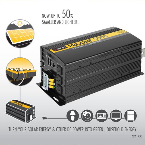 Wagan EL3742 Inversor de corriente de 3000 vatios con control remoto 6000 vatios de pico de sobretension convertidor para hogar, camping en autocaravana, vida van y fuera de la red - Imagen 5