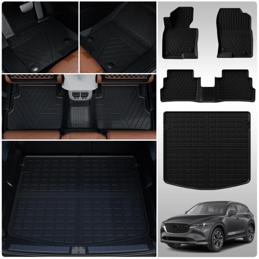 Tapetes Thinzyou Compatibles con Mazda CX5 2023 2024 Alfombrilla de maletero Protector de maletero trasero Todo clima TPE Accesorios para CX-5 2023 (Alfombra de maletero+Tapetes)