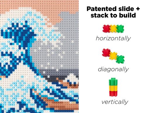 Rompecabezas de arte pixelado Pix Brix - El Gran Ola de Kanagawa Rompecabezas de pixeles, 4,187 piezas - Ladrillos coloridos patentados para recrear esta famosa impresion, crea construcciones sin agua, hierro o pegamento - Imagen 8