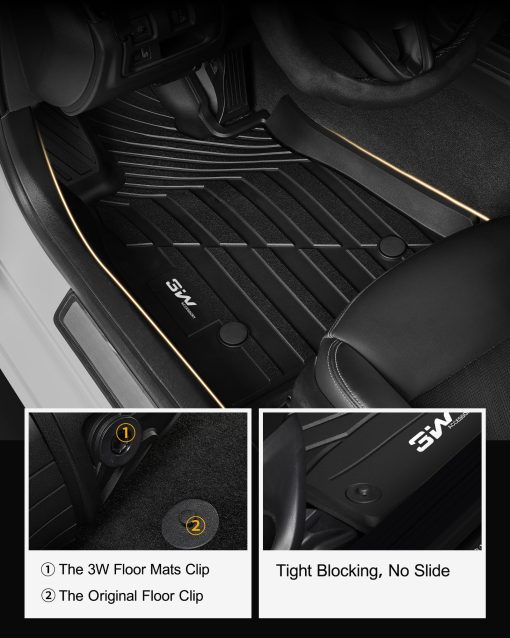 3W Tapetes para piso compatibles con Cadillac XT5 2016-2024 Accesorios a medida para Cadillac XT5 Tapete Todo Clima TPE para Cadillac XT5 Juego completo de tapetes para automovil para la 1ra y 2da fila Negro - Imagen 3