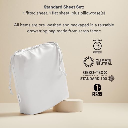 Juego de sabanas estandar ettitude 100% Lyocell de bambu organico, Ocean (Azul), Cal King, Sabanas transpirables, Ropa de cama, Sostenible, Saten, Tejido de origen vegetal, Suave como la seda, Bolsillos profundos - Imagen 4