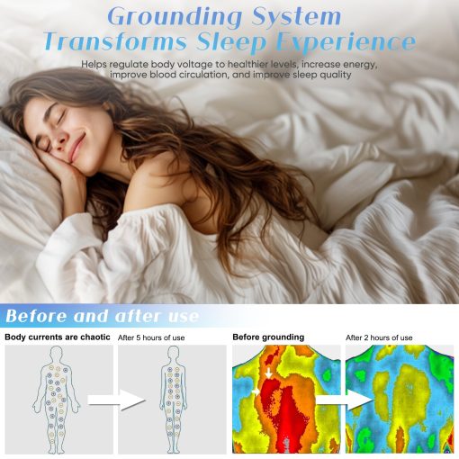 Sabanas de Conexion a Tierra Tamano King, 95% Algodon Organico + 5% Fibra de Plata Pura, Ropa de Cama Conectada a la Tierra (King - 77"x 80"x 13" Blanco) Sabana Ajustable Conectada a la Tierra - Imagen 5