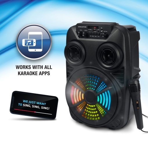 Maquina de Karaoke Singsation, Altavoz de Sonido Dinamico de 8", Altavoz Bluetooth Portatil 5.0 con Microfono, Control Remoto, Show de Luces, Refuerzo de Bajos, USB y Micro SD, AUX y FM para Fiestas - Imagen 4