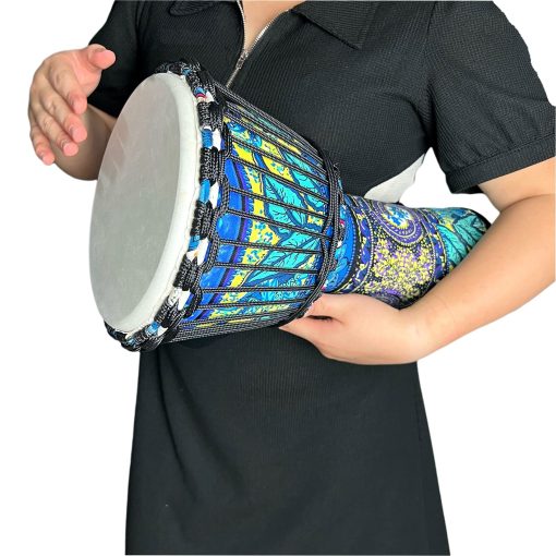 RUOSWTE 8.5 "Djembe Drum, Bongo Drum, Percusion Musical, Cara de Tambor de Piel de Cordero, Afinacion Profesional, Tambor de Mano - Azul Arce