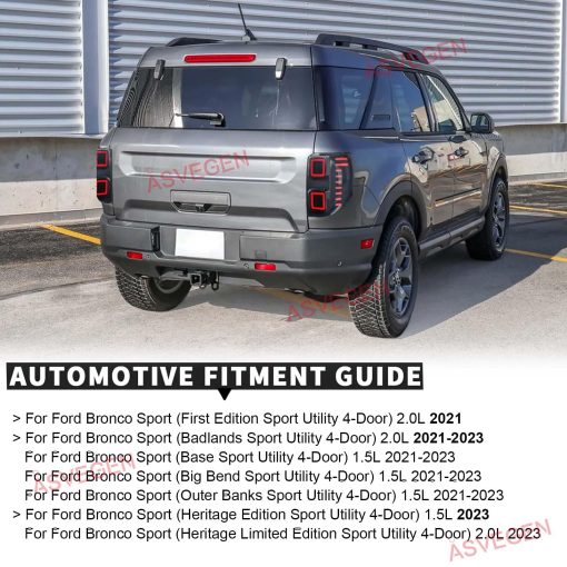Luces Traseras LED ASVEGEN para Ford Bronco Sport 2021-2023, Senales de Giro Secuenciales Animacion de Encendido DRL Juego de Lamparas Traseras - Imagen 2