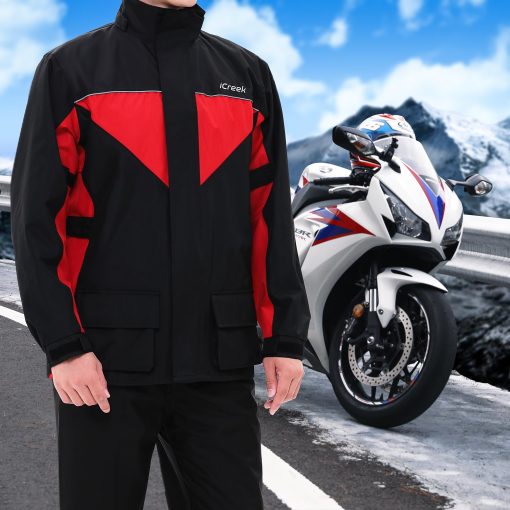 Trajes de lluvia para motocicleta iCreek para hombres y mujeres Impermeable Anti-tormenta Abrigo de lluvia de alta visibilidad para ciclismo, golf, pesca, M - Imagen 2