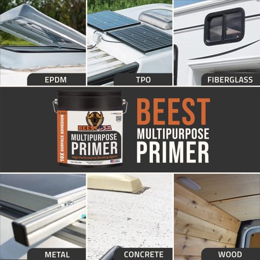 BEEST Multi-Purpose Primer - Capa Base para Techos de Autocaravanas, Capa Base EPDM, Capa Base de Concreto, Capa Base de Goma Liquida, Recubrimiento para Techos EPDM, Capa Base para Decks, Adhesion de Alta Adhesion No Toxica y Pegajosa - 1Gal - Imagen 4