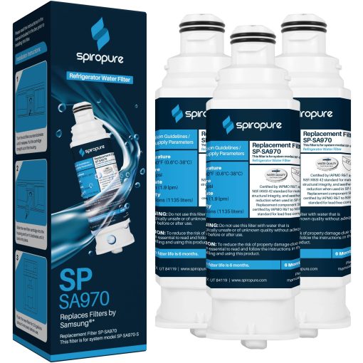 Filtro de Agua para Refrigerador SpiroPure SP-SA970 Certificado por NSF, Repuesto HAF-QIN, DA97-17376B, HAF-QIN/EXP, DA97-08006C, AQF-DA97-17376B, DA97-08007C, HAF QINS (Paquete de 3)