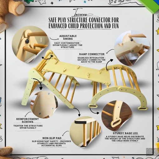 Set de Triangulo Pikler con Cojin, Arco y Tobogan 7 en 1 - Gimnasio de Escalada de Madera para Ninos, Gimnasio de Juego Interior Montessori, Triangulo de Escalada, Gimnasio de Interior para Ninos | Set de Escalada Pikler Montessori - Imagen 5