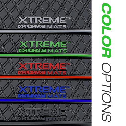 Tapete de Carro de Golf Xtreme Mats para Apoyapies Orientado hacia Atras y Kits de Asiento Trasero - Compatible con Genesis 150 / GTW Mach1 / MODZ Flip4 - Detalle en Azul - Imagen 5