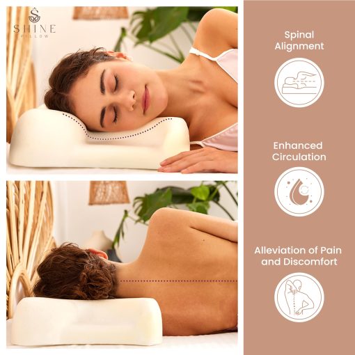 Almohada de belleza de espuma viscoelastica Shine Pillow con acido hialuronico - Almohada ergonomica ajustable para antienvejecimiento - Almohada antiarrugas - Almohada para dormir de lado (Blanco-Rosa/Almohada) - Imagen 2