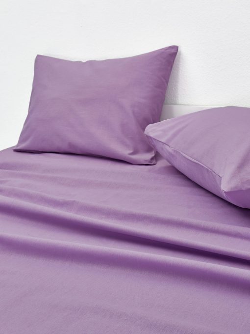 Juego de Sabanas y Fundas de Almohada de Lino Europeo WHOLEWOOLS - Juego de Sabanas de Lino Natural ? Juego 4 Pzas Ultra Suave, (2 Protectores de Almohada, Sabana Ajustable y Sabana de Cama) (King, Violeta) - Imagen 5