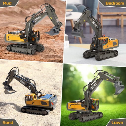 DDAI Excavadora de Control Remoto para Ninos de 8-12 anos Mejores Ideas de Regalo para nino de 3 4 5 6 7 8 9 10+ Anos Excavadoras de Construccion RC Recargables Vehiculos de Ingenieria con Pala de Metal - Imagen 5