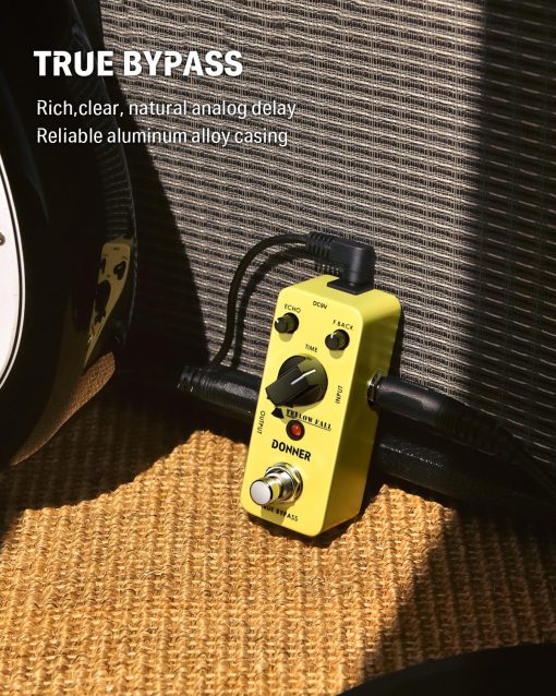 Pedal de Retardo para Guitarra Donner para Pedaleras, Guitarra Electrica, Efecto de Retardo Analogico Amarillo Vintage Pedal de Retardo Bypass Verdadero - Imagen 5