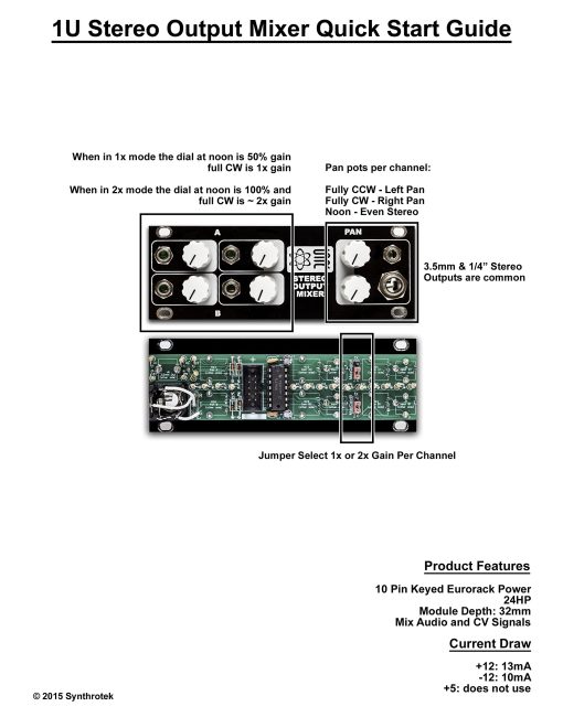 Kit de mezclador de salida estereo 1U Synthrotek DIY - Imagen 3