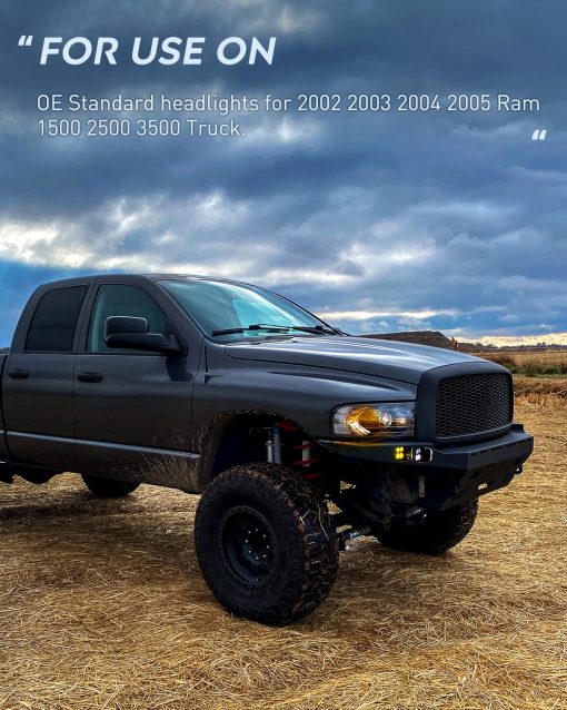 Faros Nilight para 2002 2003 2004 2005 Ram 1500 2500 3500 Camioneta con Carcasa Negra y Reflector Claro, Kit de Repuesto de Conjunto de Faros, Lado del Conductor y del Pasajero, 2 Piezas - Imagen 8