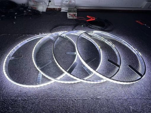Luces de Aro de Rueda LED Iluminadas en Blanco Puro de Doble Fila Sando Tech 15.5'' Interruptor de Balancin / Control Remoto Luces Brillantes Blancas Solidas Intermitentes para Llantas de Coche de Camion (15.5 PULGADAS Doble Fila) - Imagen 5