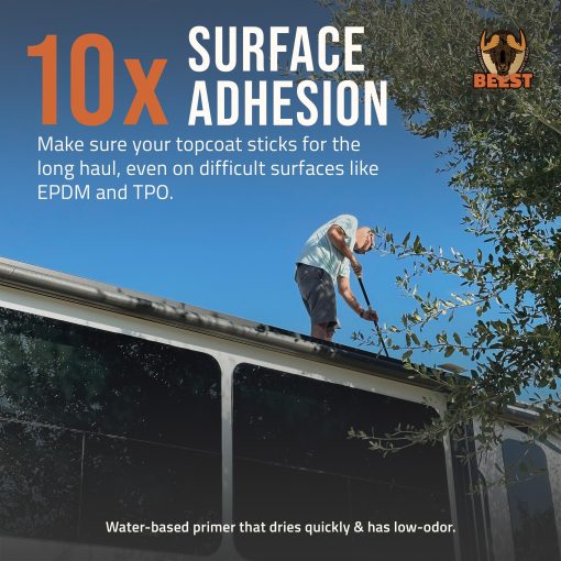 BEEST Multi-Purpose Primer - Capa Base para Techos de Autocaravanas, Capa Base EPDM, Capa Base de Concreto, Capa Base de Goma Liquida, Recubrimiento para Techos EPDM, Capa Base para Decks, Adhesion de Alta Adhesion No Toxica y Pegajosa - 1Gal - Imagen 3