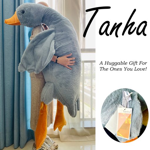 Peluche de ganso gigante Tanha, Ganso de peluche de 6 pies, Lindo peluche de ganso gris suave, Regalo de peluche de pato para novia, ninos o mejor amigo (75 pulgadas, 190 cm) - Imagen 2