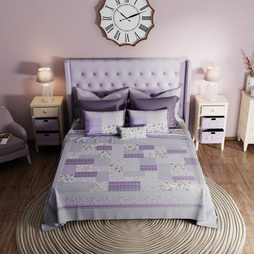 Colcha Donna Sharp King - Lavender Rose, Colcha Contemporanea de Algodon con Patron de Patchwork - Lavable a Maquina - Imagen 3