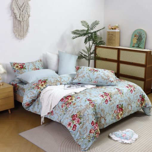 Juego de Ropa de Cama Softta Boho Chic Shabby Floral Clasico de Lujo Elegante Peonia y Hojas Diseno Tamano Queen 4Pc 1 Cubierta de Edredon + Sabana Ajustable + 2 Fundas de Almohada 100% Algodon Egipcio Coleccion de Ropa de Cama - Imagen 2