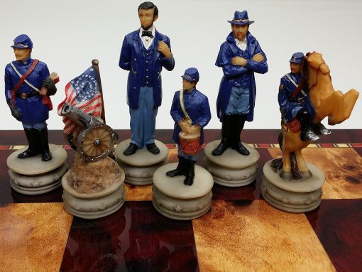 Conjunto de piezas de ajedrez de la Guerra Civil de los Generales de EE. UU. Pintadas a mano - SIN TABLERO