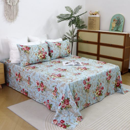 Juego de Ropa de Cama Softta Boho Chic Shabby Floral Classic Luxury Elegant Peony and Leaves Cal King Size 4Pc 1 Cubierta de Edredon+Sabana Plana+2 Fundas de Almohada 100% Algodon Egipcio - Imagen 4