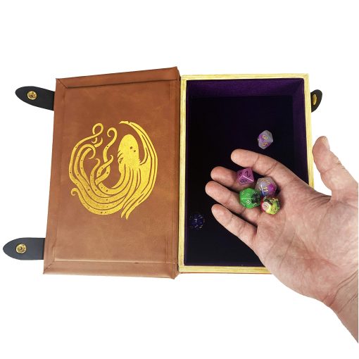Fantasydice Bandeja de Dados en Forma de Libro Dorado/Morado Cthulhu para Todos los Juegos de Mesa de Rol como D&D, Call of Cthulhu, Shadowrun. - Imagen 4