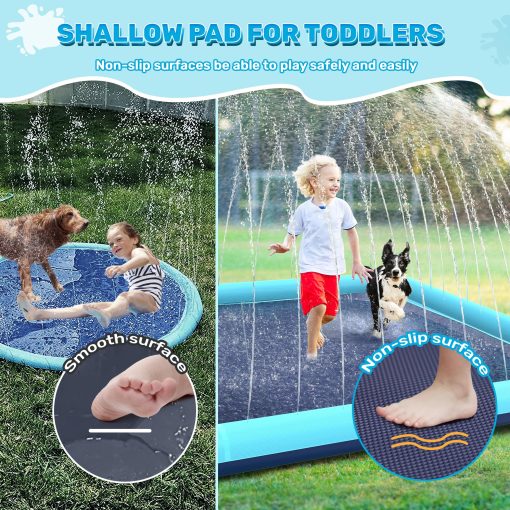 Bilibara 107'' Splash Pad para Perros, Aspersor Antideslizante para Ninos, Plaza Splash Pad para Ninos de 4 a 8 Anos, Splash Pads para Ninos Pequenos de 1 a 3 Anos, Piscina Poco Profunda Aspersor para Perros, Juguetes de Agua al Aire Libre para el Patio Trasero, Azul Verdoso - Imagen 2