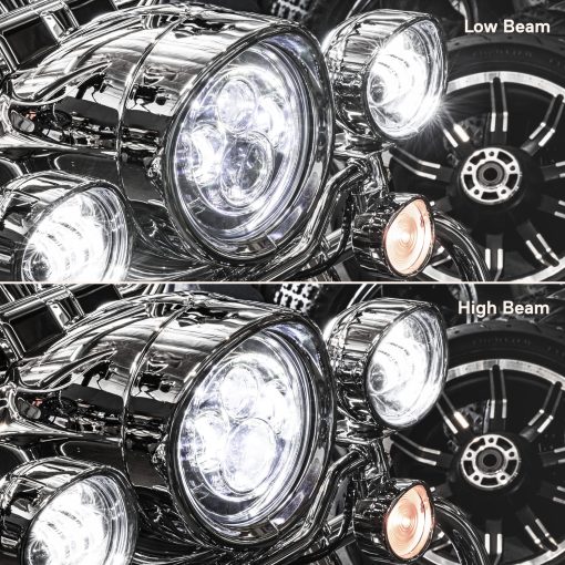 Faros LED de 7 pulgadas TRUE MODS con Luz de Paso de 4.5 pulgadas para Harley Davidson + Soporte de Montaje [Acabado Cromado] [4500 lm] [Plug n Play] Touring Dyna Electra Glide Road King Softail Fatboy Road Glide Street Glide - Imagen 5