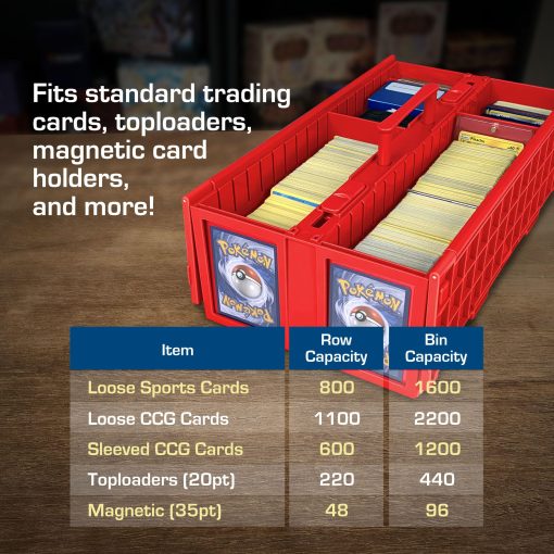 BCW Collectible Card Bin - Soporta hasta 1600 Tarjetas - Paquete de 6 Rojo | Caja Grande de Almacenamiento para Tarjetas de Juego Suelta | Cajas de Almacenamiento de Pokemon, MTG y Tarjetas Deportivas | Caja de Clasificacion de Tarjetas de Plastico - Imagen 5