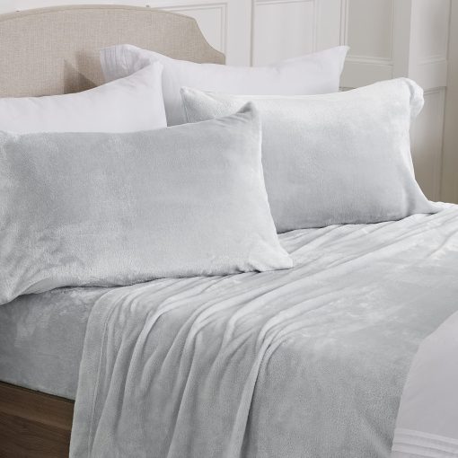 Juego de Sabanas de Microfleece Ultra Suave NY Loft con Bolsillos Extra Profundos | Juego de Sabanas de Terciopelo Extra Suave | Super Mimoso de Polar Fleece | Terciopelo Plush Calido y Acogedor | King - Gris Claro