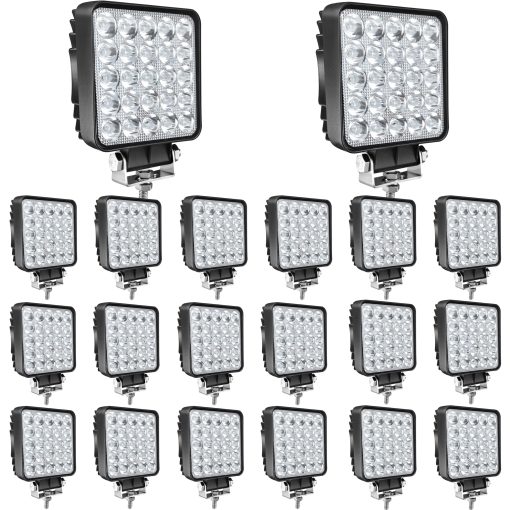 Luces de Trabajo LED SAN YOUNG para Camion Tractor, 4 Pulgadas 75W 7000lm 12V 24V Luces de Focos Impermeables Cuadrados para ATV UTV RV RZR Carro de Golf Barco, 20 Piezas