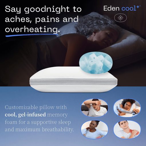 Almohada Ajustable Coop Home Goods Eden Cool+, Tamano King con Forma de Mas y Espuma de Memoria con Gel de Enfriamiento, Almohada para Espalda, Cuello, Estomago o Lateral, CertiPUR-US/GREENGUARD Gold - Imagen 4