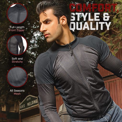 Camisa de Armadura para Motocicleta WICKED STOCK para Hombres y Mujeres - Camiseta de Proteccion con Armadura Corporal - Camiseta Protectora Acolchada para Montar (Gris, Extra Grande) - Imagen 4