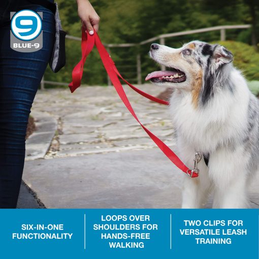 Correa de Perro Manos Libres Multi-Funcion Blue-9, Doble Enganche Ajustable de 6 Pies para Obediencia, Correr y Entrenamiento de Agilidad (Rosa Fuerte, Pequeno Mediano) - Imagen 3