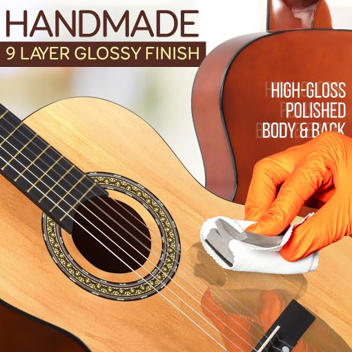 Kit de Guitarra Acustica para Principiantes Pyle, Tamano Junior 3/4 de Madera para Ninos y Adultos, 36" Natural Ash - Imagen 7