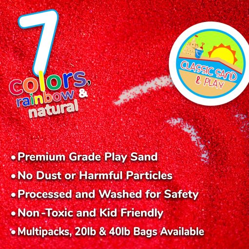 Arena de juego colorida Classic Sand and Play, bolsa de 20 lb, roja, natural y no toxica, diversion humeda y seca en interiores y exteriores, para uso en arenero, terapia y mesa, construccion, estimula las necesidades sensoriales - Imagen 9