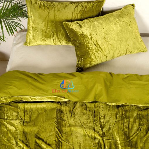 DecorAvenue Ultra-Luxe Crushed Velvet Duvet Cover, Juego de Funda de Edredon Boho, 3 Piezas (Verde, Twin 68" x 90") - Imagen 4