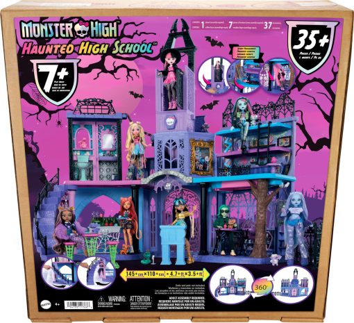 Casa de Munecas Monster High, Set de Juego de la Escuela Secundaria Embrujada con 7 areas de Juego y mas de 35 Piezas para Contar Historias Incluyendo Muebles y Accesorios - Imagen 6