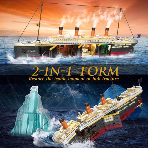 Set de Construccion del Titanic Zylvoxia, 2288 Piezas Set de Bloques del Gran Barco Titanic con Glaciar y Tira de Luz Brillante, Set de Modelo de Barco Gigante para Adultos y Ninos - Imagen 6