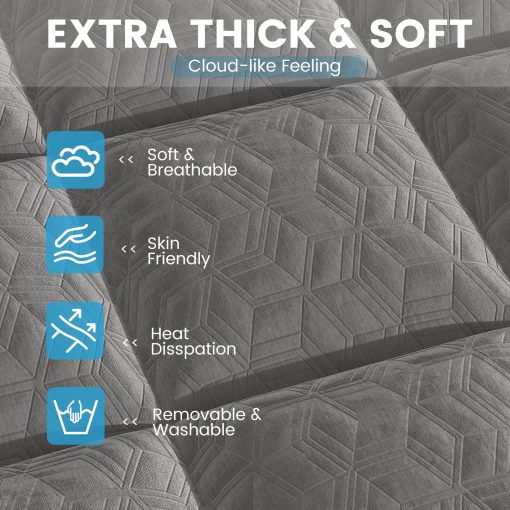 Topper de Colchon de 3 Pulgadas Tamano Queen, Topper de Colchon de Doble Capa Tipo Almohada, Almohadilla de Enfriamiento de 1 Pulgada y Topper de Colchon de Espuma Viscoelastica de Gel de 2 Pulgadas para Dolor de Espalda, Soporte de Confort - Imagen 2