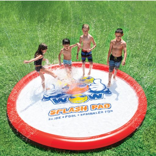 WOW Sports - Gran Super Splash Pad - Piscina Inflable de 10 Pies de Diametro con Rociador de Agua - Diversion para Ninos y Adultos - Accesorio para Fiestas de Verano en el Patio Trasero