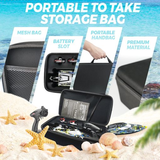 Barcos de Control Remoto BEZGAR TX123 - Barco RC de Alta Velocidad 32+ KPH con Maletin Portatil para Lagos y Piscinas y Agua Salada, Juguetes de Verano para Adultos y Regalos Ideales para Ninos Ninos de 6 7 8-12 Anos - Imagen 5