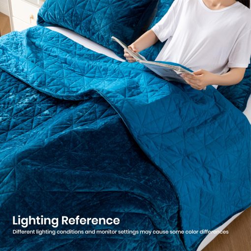 Colcha de Terciopelo XCHAA Tamano King, Manta de Terciopelo 108"x92" con 2 Fundas de Almohadas, Colcha de Lujo de Gran Tamano para Todas las Estaciones (Azul Teal) - Imagen 6