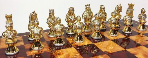 Juego de ajedrez de Caballeros de las Cruzadas de la Edad Media con bano de oro y plata - NO Tablero - Imagen 7