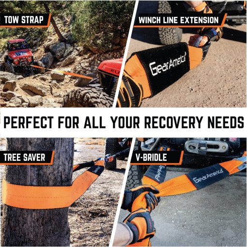 Kit Completo de Recuperacion Todo Terreno GearAmerica 9 Toneladas | Correa de Remolque + Protector de arbol + Polea de Bloqueo Resistente + Grilletes en D + Bolsa Amortiguadora de Linea de Malacate + Guantes | Accesorios Definitivos para el Rescate 4x4 - Imagen 6
